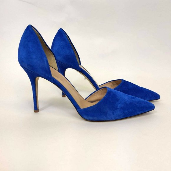 J. Crew Shoes - J Crew Collection Suede Elsie D'Orsay Heels Blue